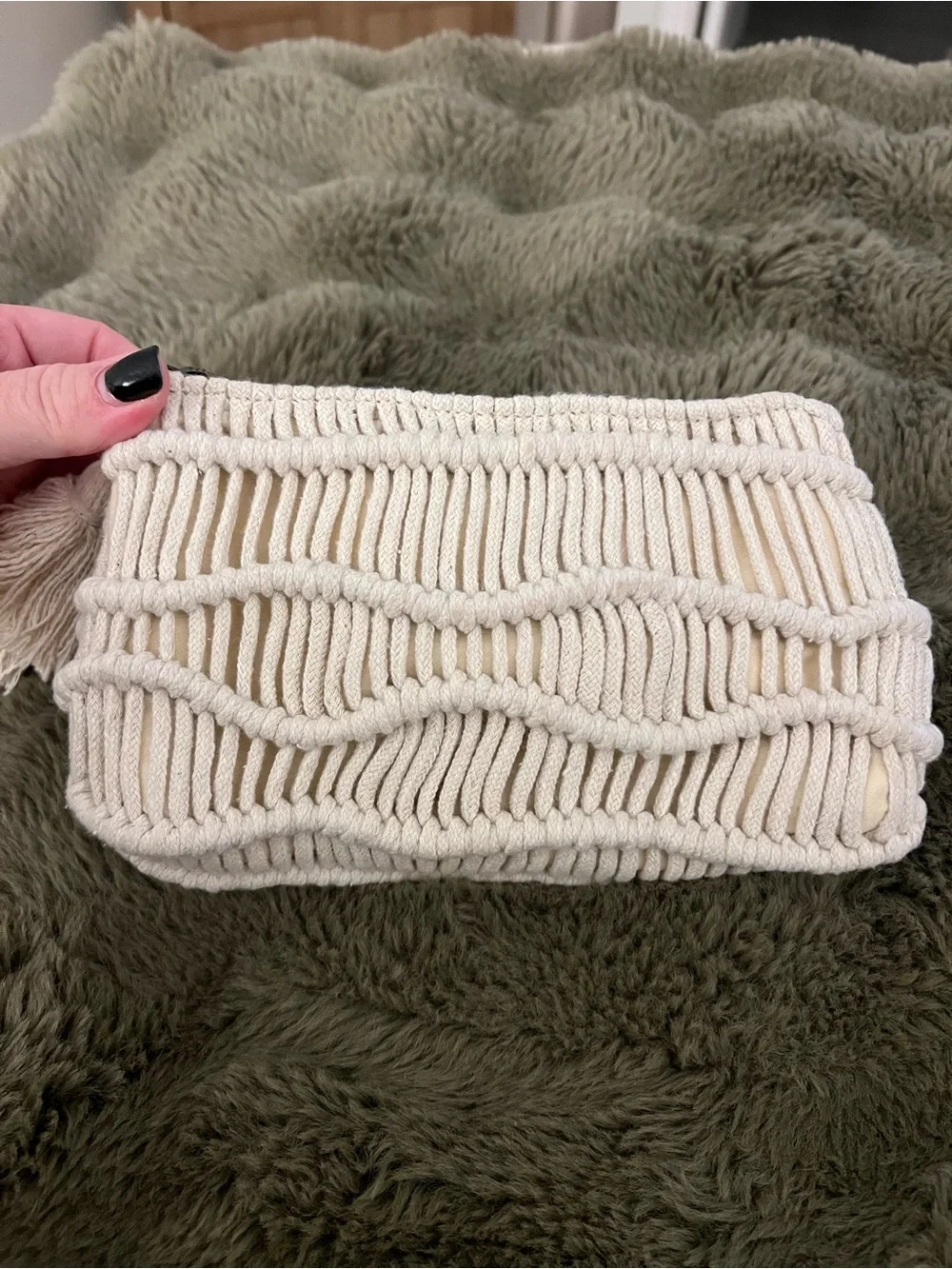 Universal Thread Macramé Tassel Pouch - Cream